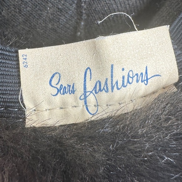 Sears Fashions Vintage Faux Fur Bucket Hat‎ Black Winter Warm Cozy Union made main image 5